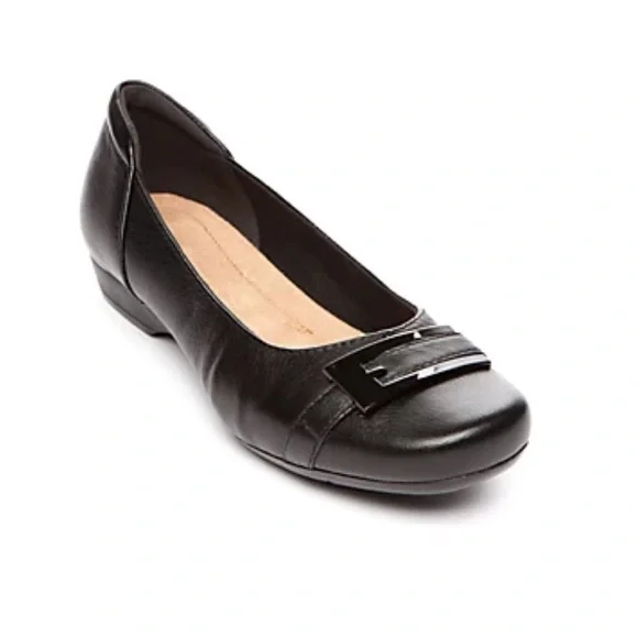 Clarks Shoes Clarks Black Leather Blanche West Buckle Detail